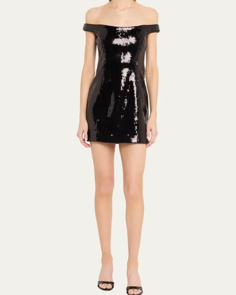 Retrofete Dannie Black Sequin Mini Dress - Image 2