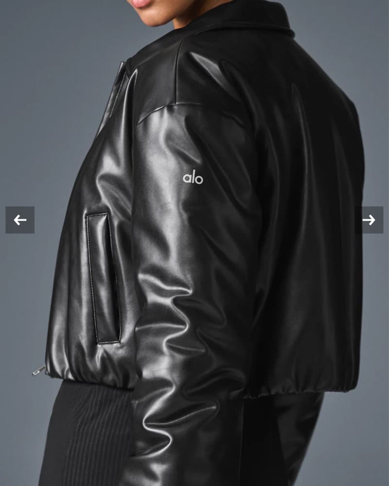 ALO Faux Leather Cropped Premier Bomber - Image 5
