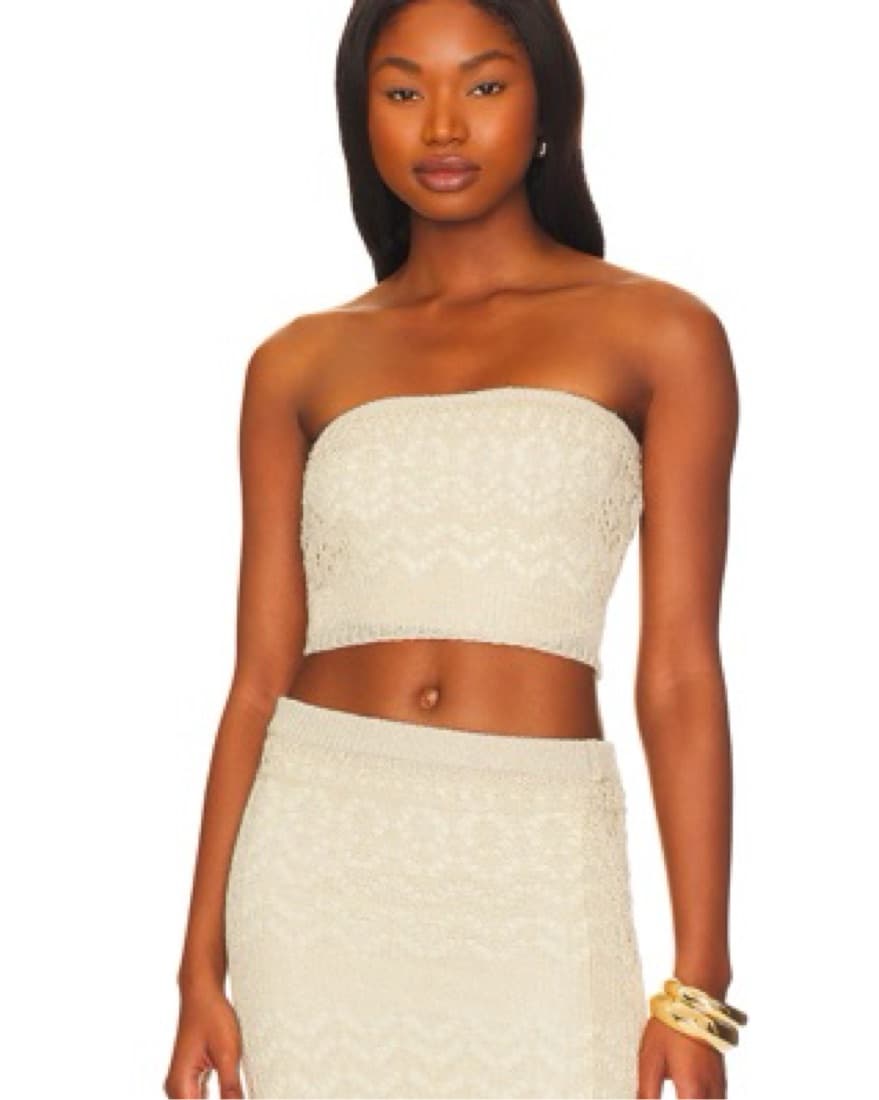 x REVOLVE Strapless Crochet Set in Beige - Image 2
