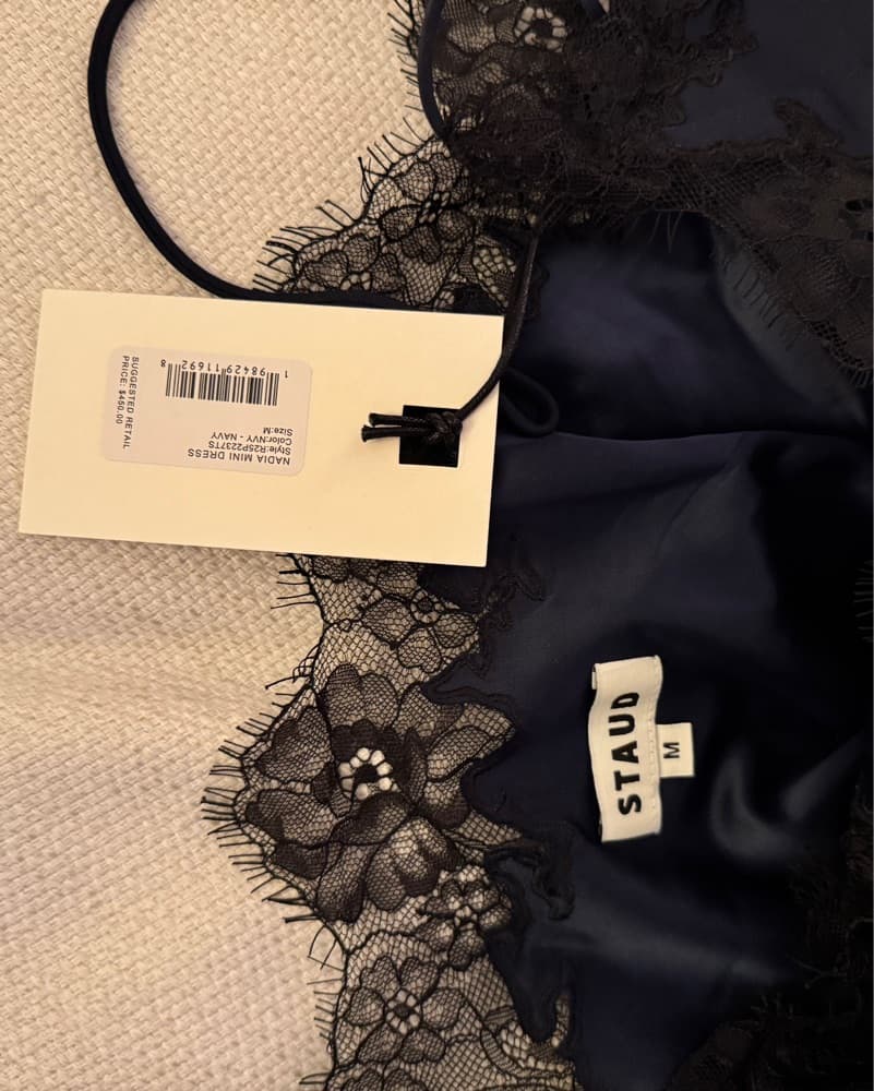 STAUD Nadia Navy Lace-Trim Dress NWT - Image 6