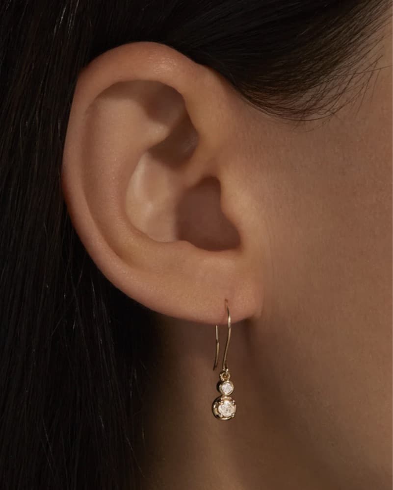 Stone and Strand Drop Earrings - Image 2