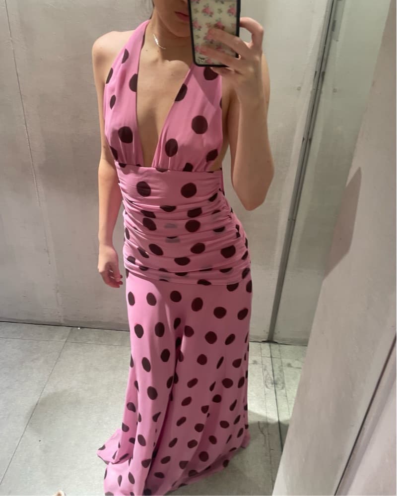 Polka Dot Halter Maxi Dress - Image 5