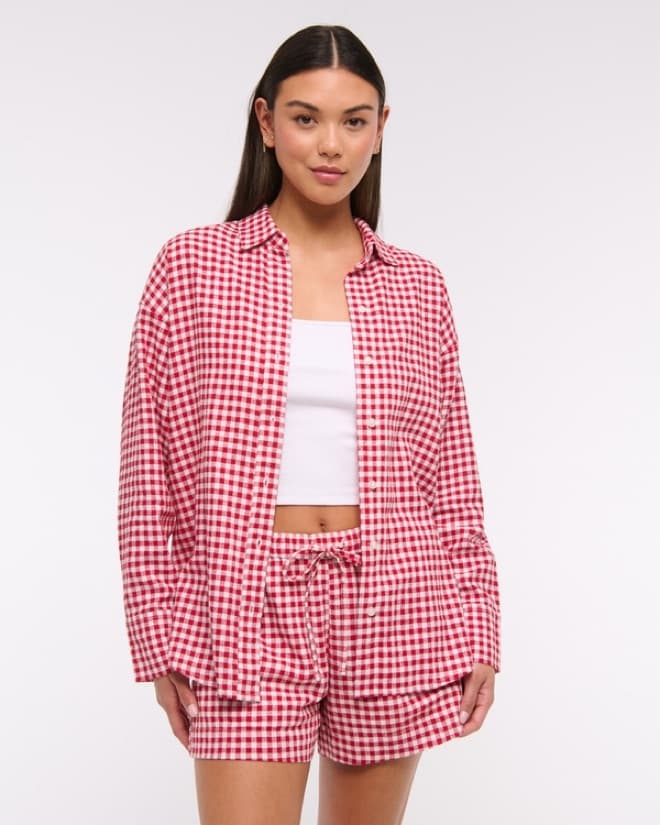 Red And White Plaid Button Down - Image 1