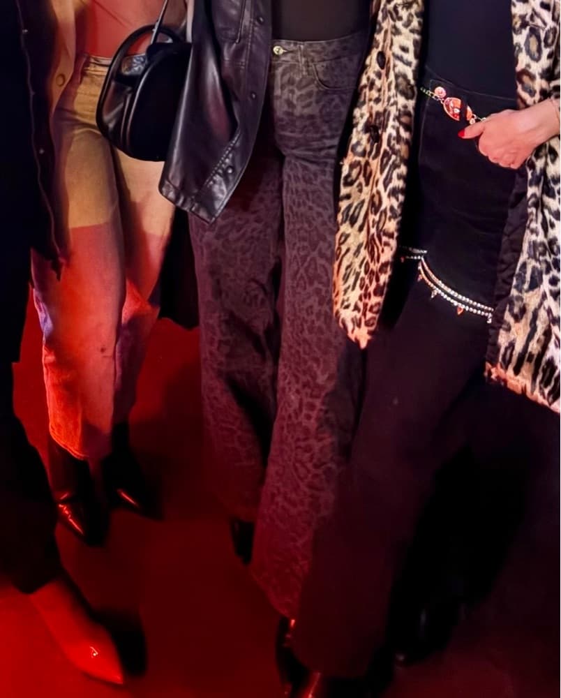 Leopard Print Wide Leg Jeans - Image 2