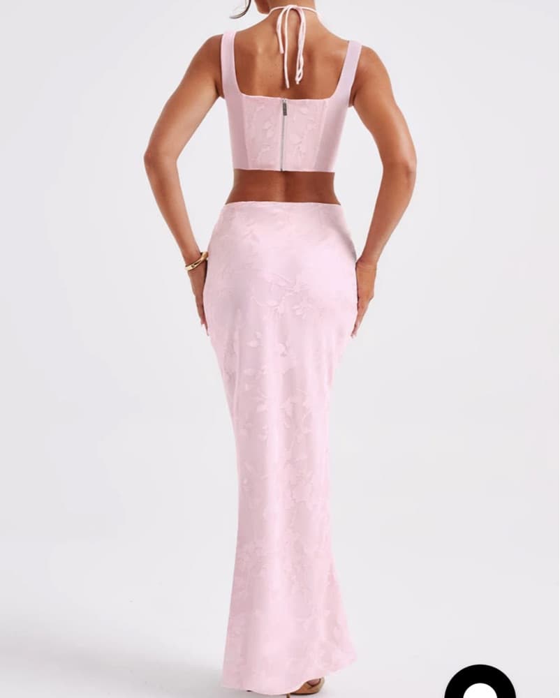 Elegant Blush Pink Floral Mermaid Set - Image 5