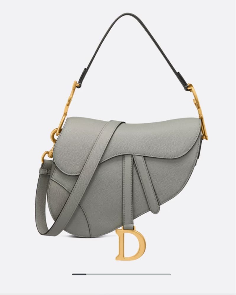 DIOR Saddle Bag Strap Stone Gray Grained - Image 1