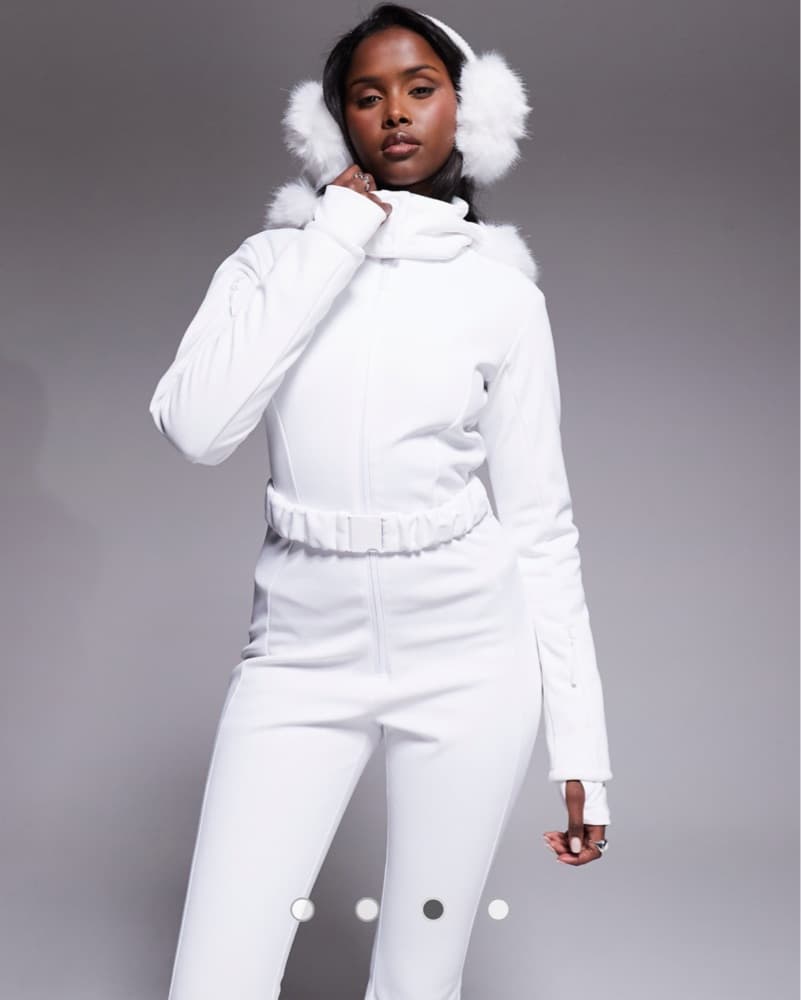 White Ski soft shell belted ski suit - Image 1