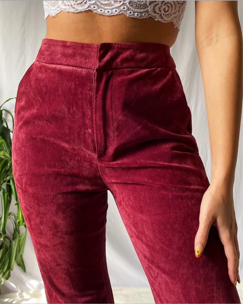 Anthropologie Burgundy Suede Flare Pants - Image 5