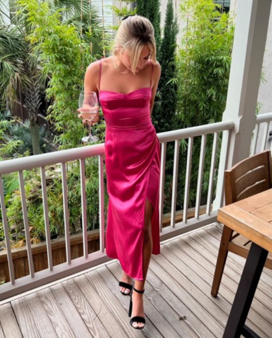 Reformation Pink Satin Dress - Image 1