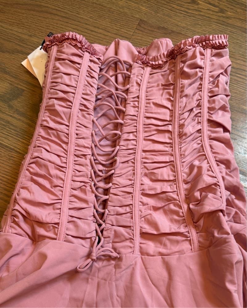 mauve short dress ruffles - Image 2