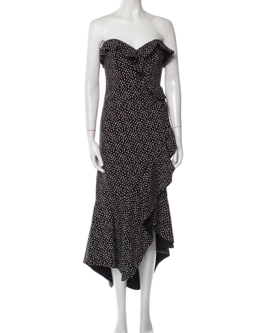 Black Polka Dot Cocktail Ruffle Dress - Image 1