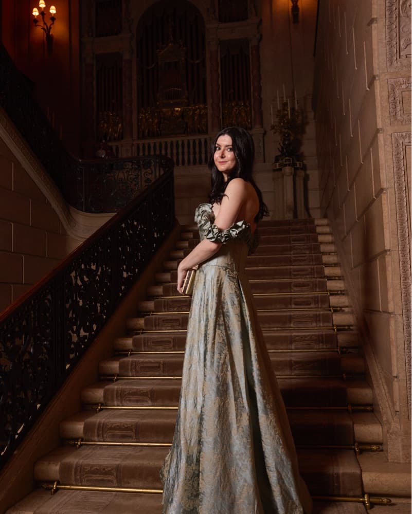 Azazie Zora Vintage Blue Gown - Image 4