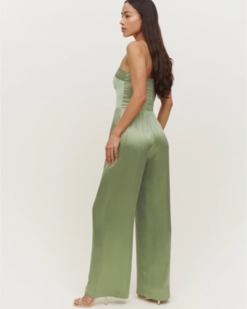 Reformation Sage Satin Jumpsuit - Image 3