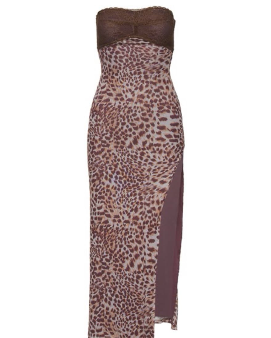 Leopard Print Slit Maxi Dress - Image 4