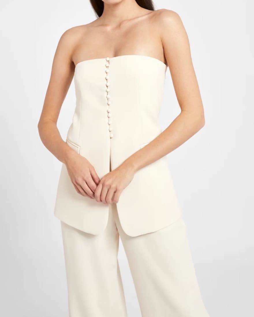 Cream Strapless Peplum Bodice - Image 1