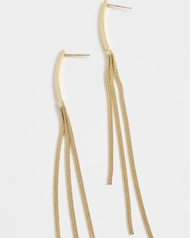 Elegant gold chain-tassel earrings - Image 3