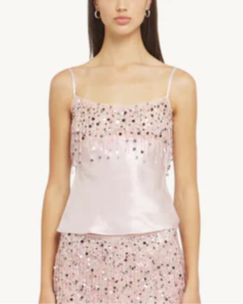 Yasmin Hand Beaded Tank- Blush Pink - Image 1