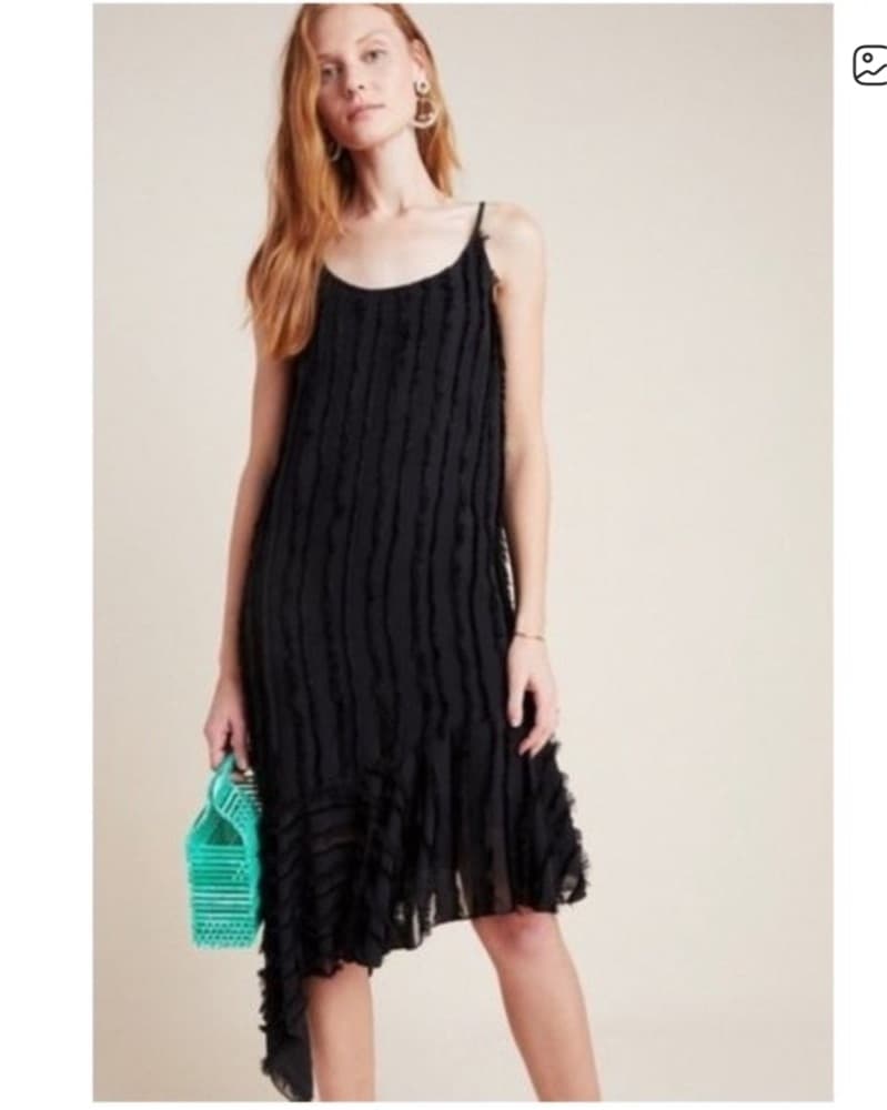 Anthropologie Black Fringe Dress - Image 1