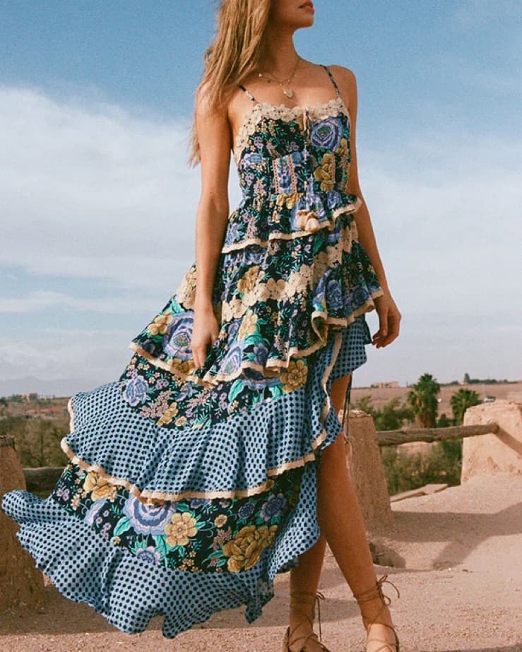 Spell Full Bloom Ruffle Soirée Dress - Image 1