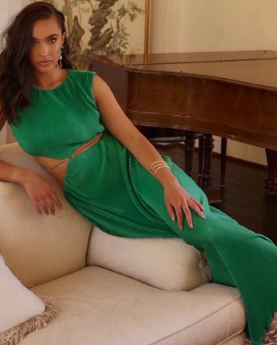 12th Tribe Emerald Plisse Maxi Dress  - Image 1
