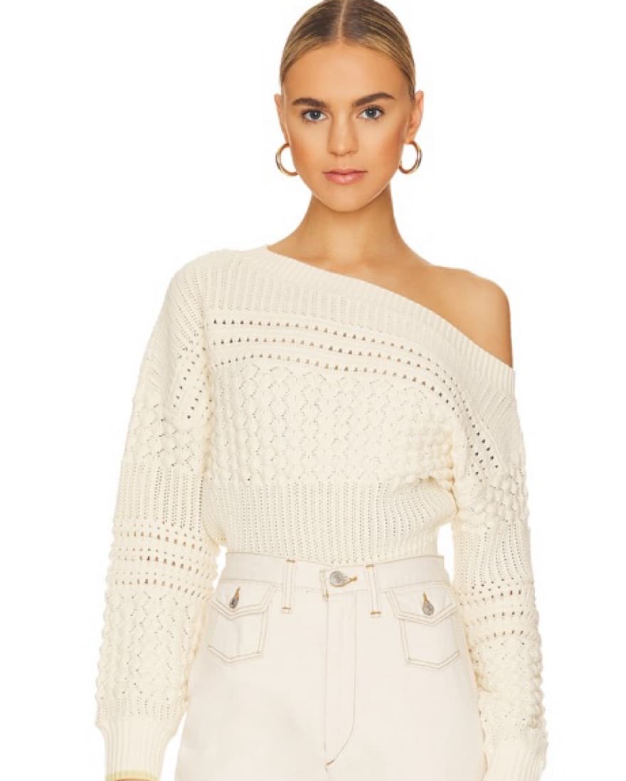 Razon Off Shoulder Pointelle Sweater - Image 1