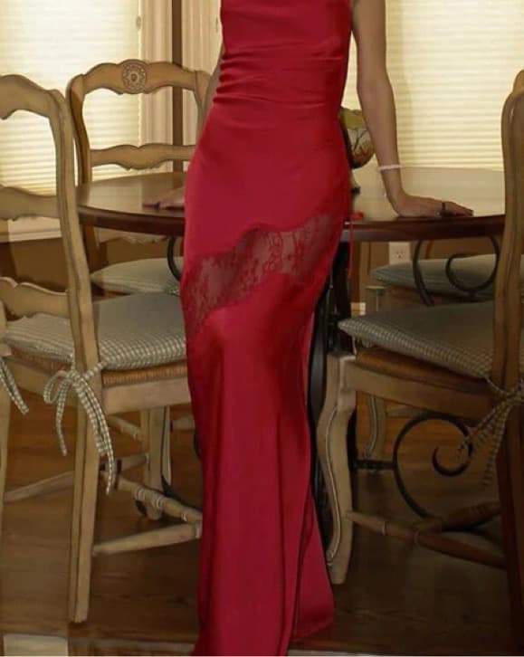 Chandra Lace Detail Satin Maxi Dress - Image 2