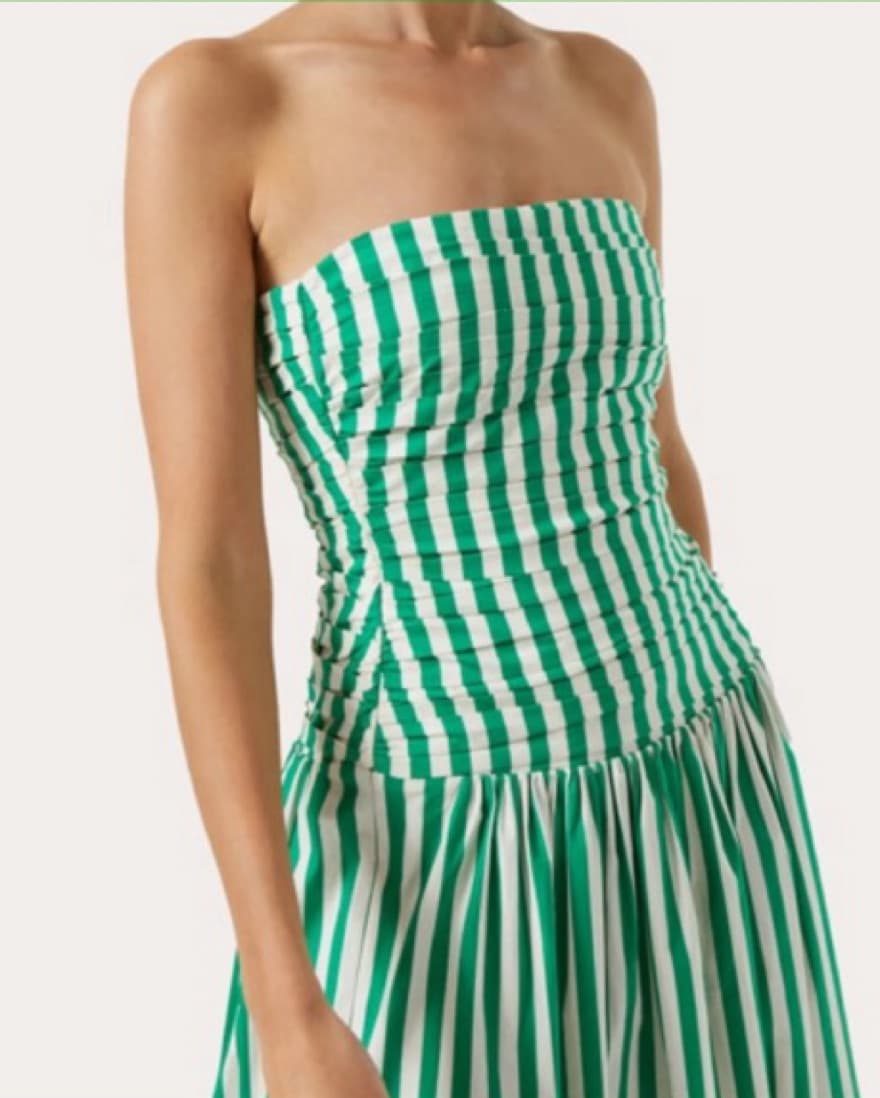 Rhode Green Stripe Strapless Midi Dress  - Image 2