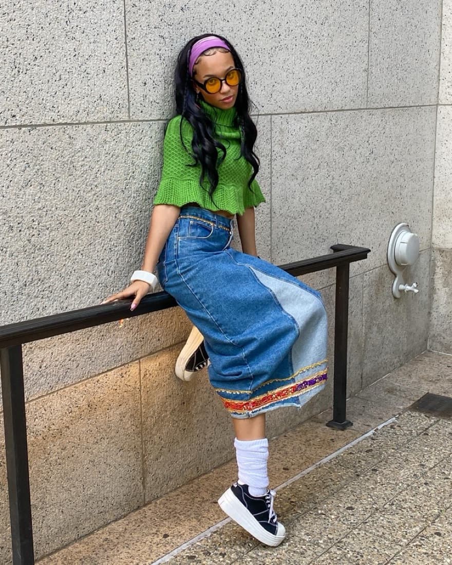 Denim Maxi Skirt - Image 1