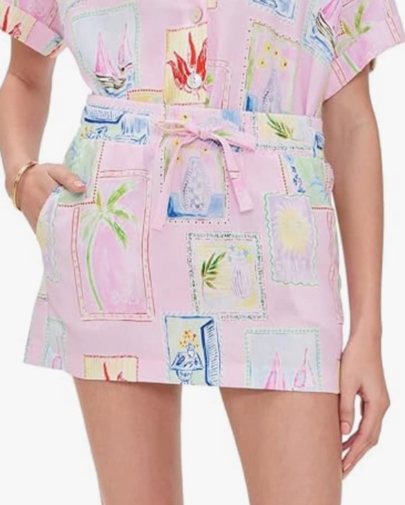 Postcard Pink Linen Mini Skirt - Image 2