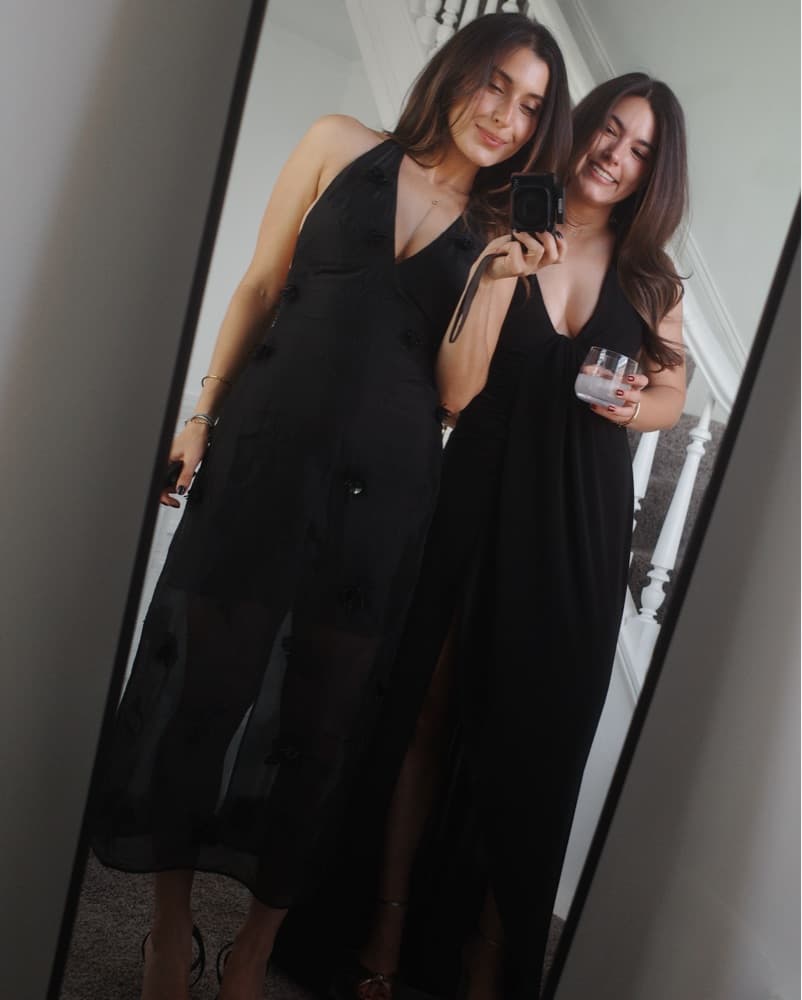 Sleek Black Halter Embellished Dress - Image 2