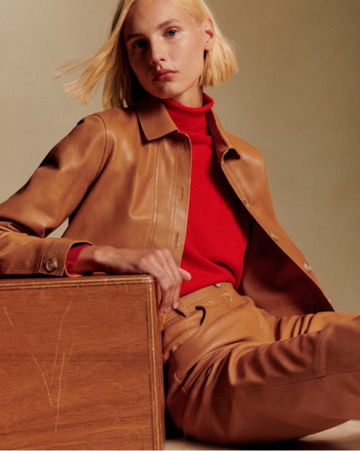 Sezane Caramel Leather Jacket - Image 3