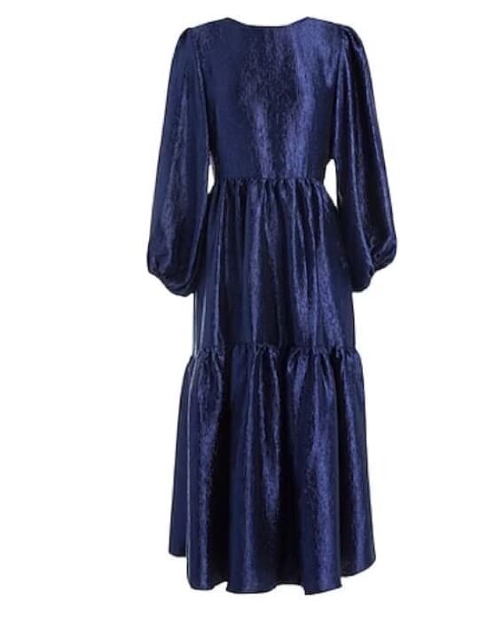 Backless Midnight Blue Textured Dress - Image 4