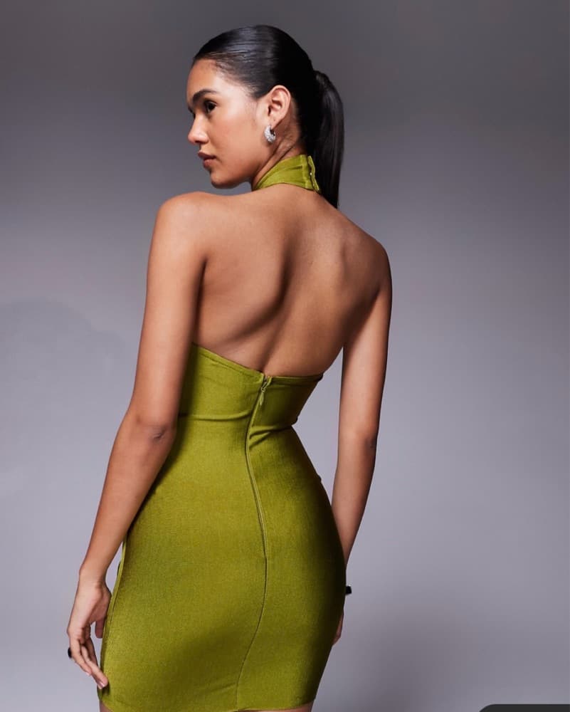 Green Halter dress - Image 3