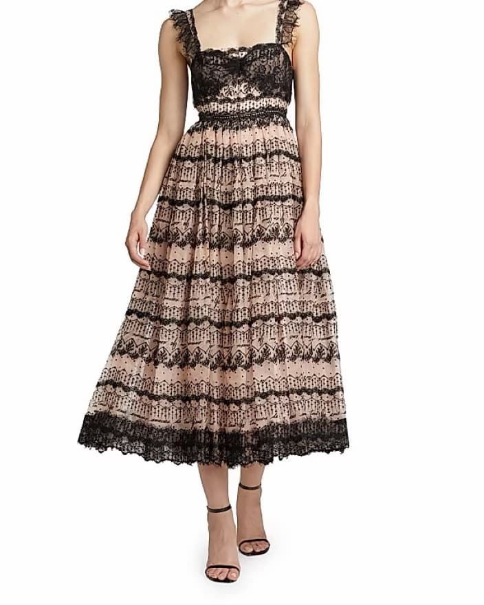 Cinq A Sept Elegant Lace Midi Dress - Image 1