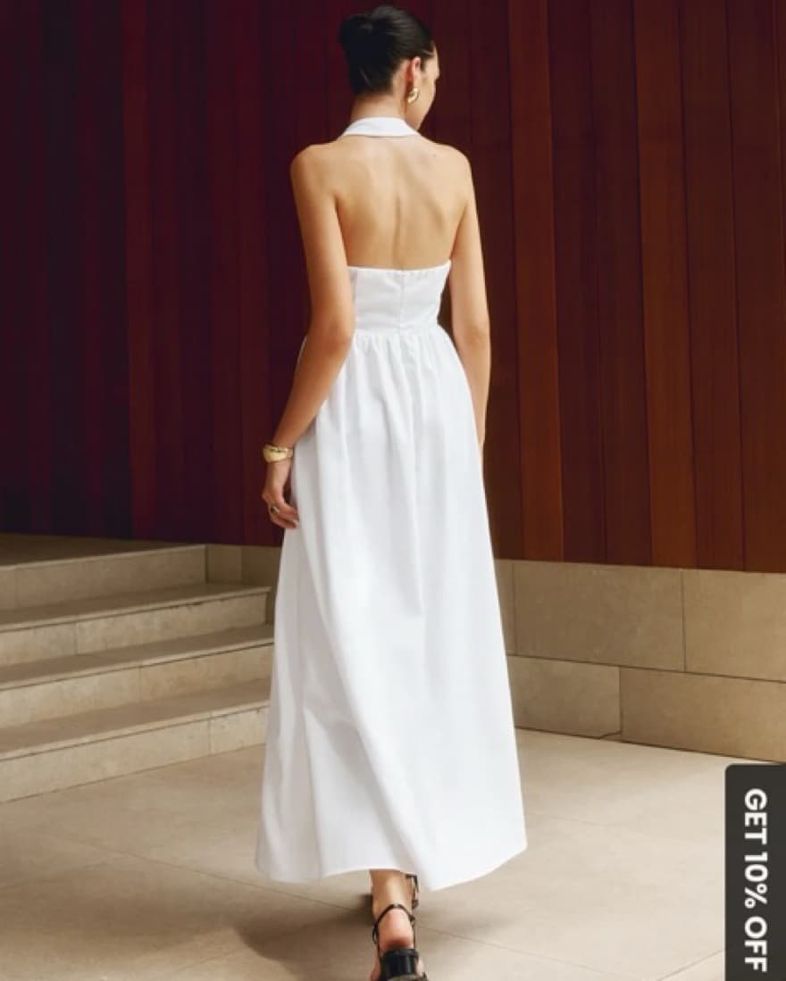 Elegant White Halter Maxi Dress - Image 3