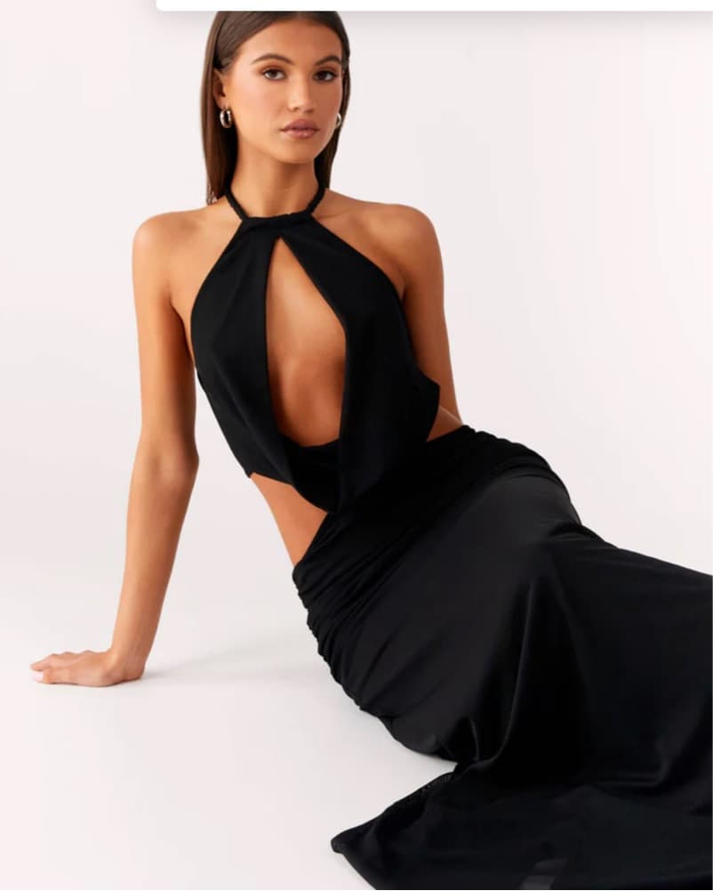 Black Long Cutout Dress Sexy - Image 4