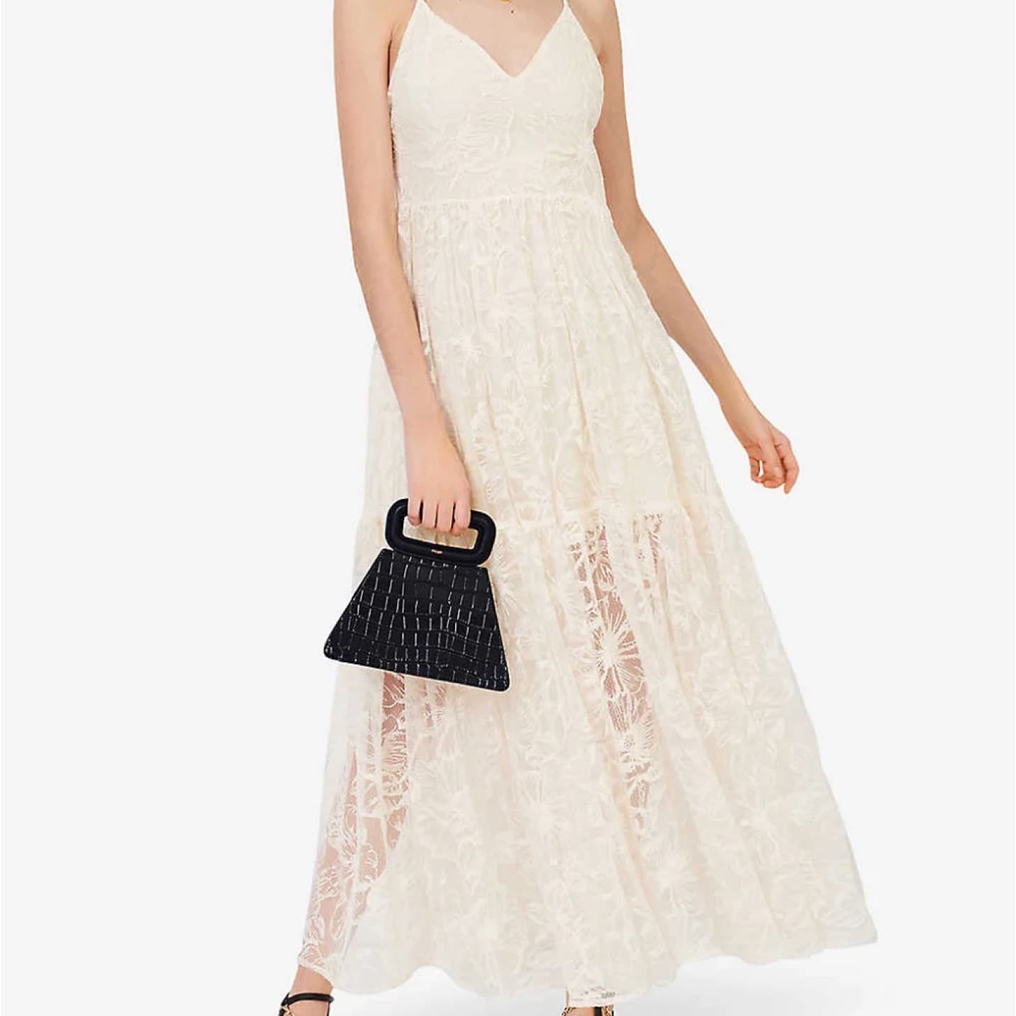 Maje Embroidered Lace Ivory Maxi Dress - Image 1