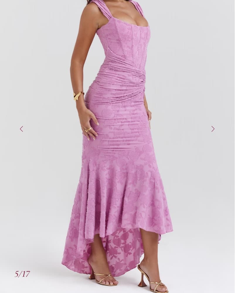 House of CB Cesca Pink Floral Maxi Dress - Image 3