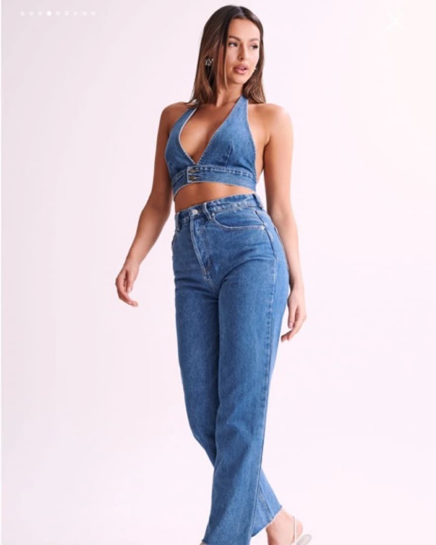 Kelly-Anne Denim Halter Top - 70'S  - Image 3