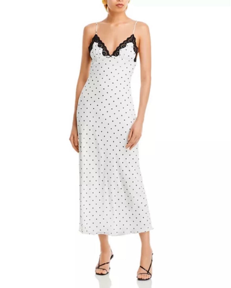 Polka Dot Slip Dress with Lace Trim - Image 1
