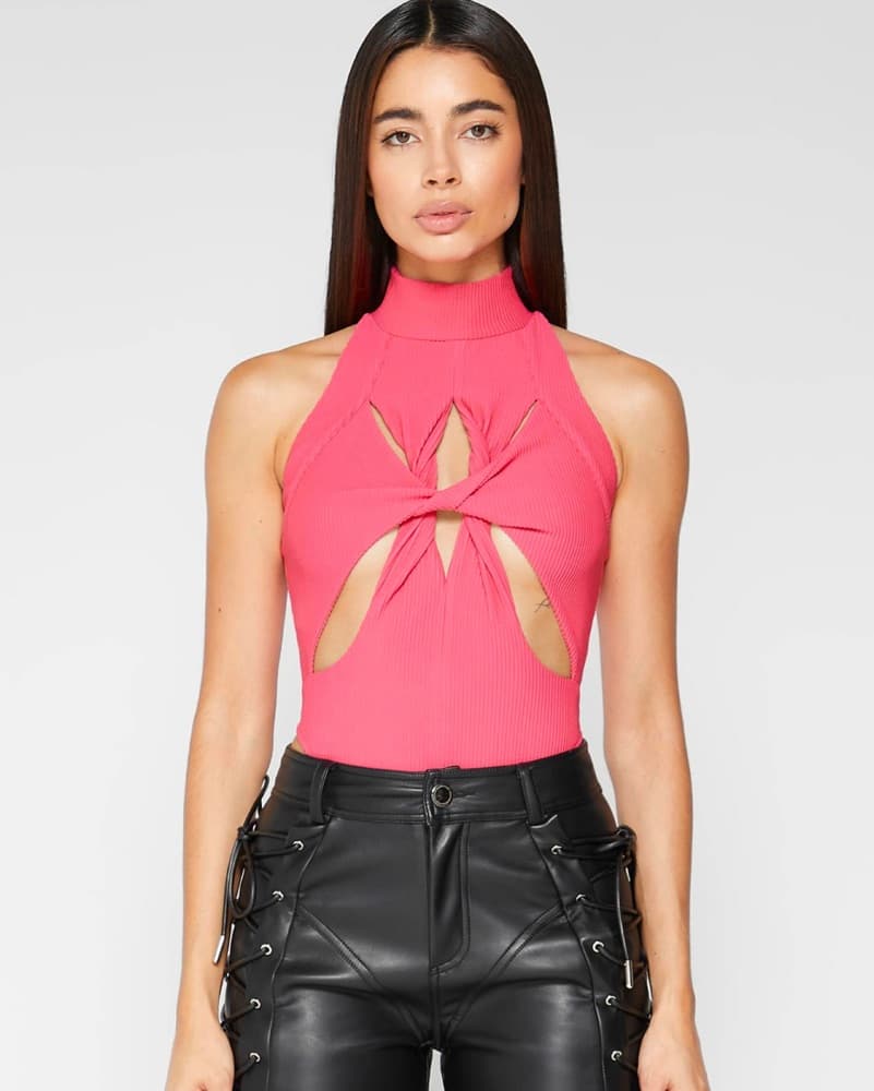 Mock Neck Cutout Top  - Image 1