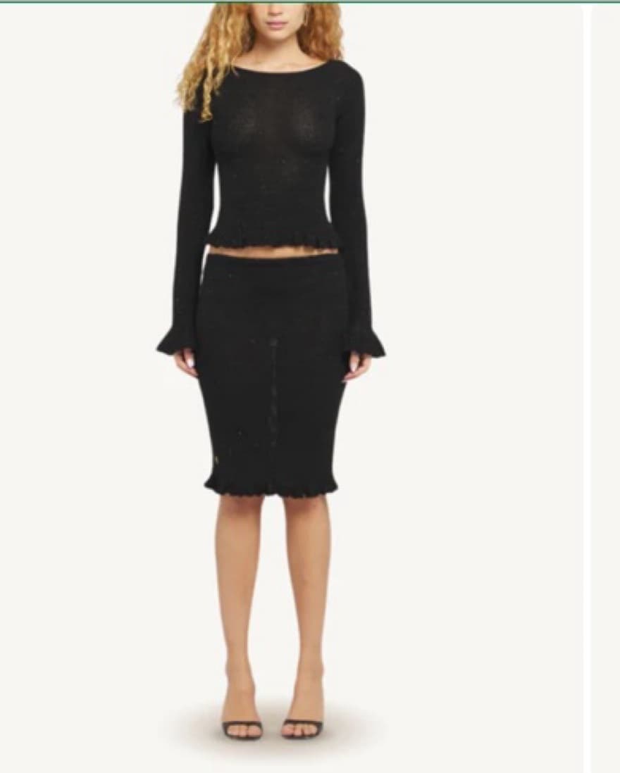 Michaela Midi Skirt - Black Sequin - Image 2