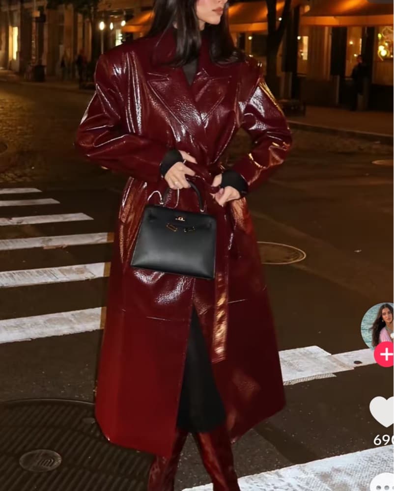 Frankie Shop Burgandy Leather Trench - Image 2
