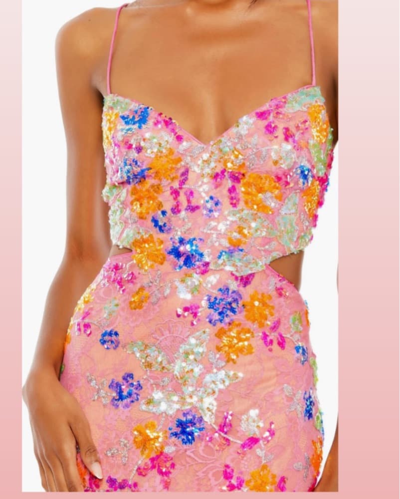 floral pink sequin gown  - Image 2