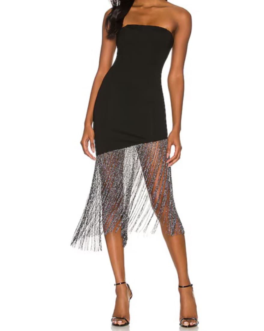 Revolve Strapless Black Fringe Dress - Image 2