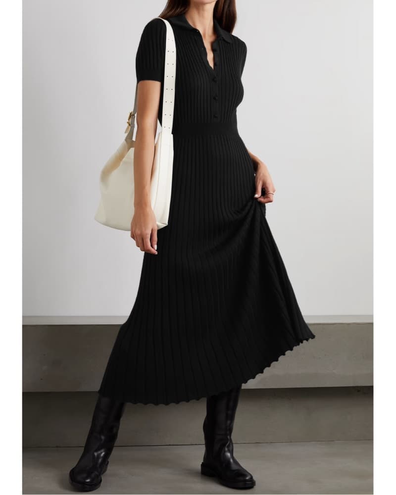 Gabriela Hearst Black Pleated Midi Dress - Image 2