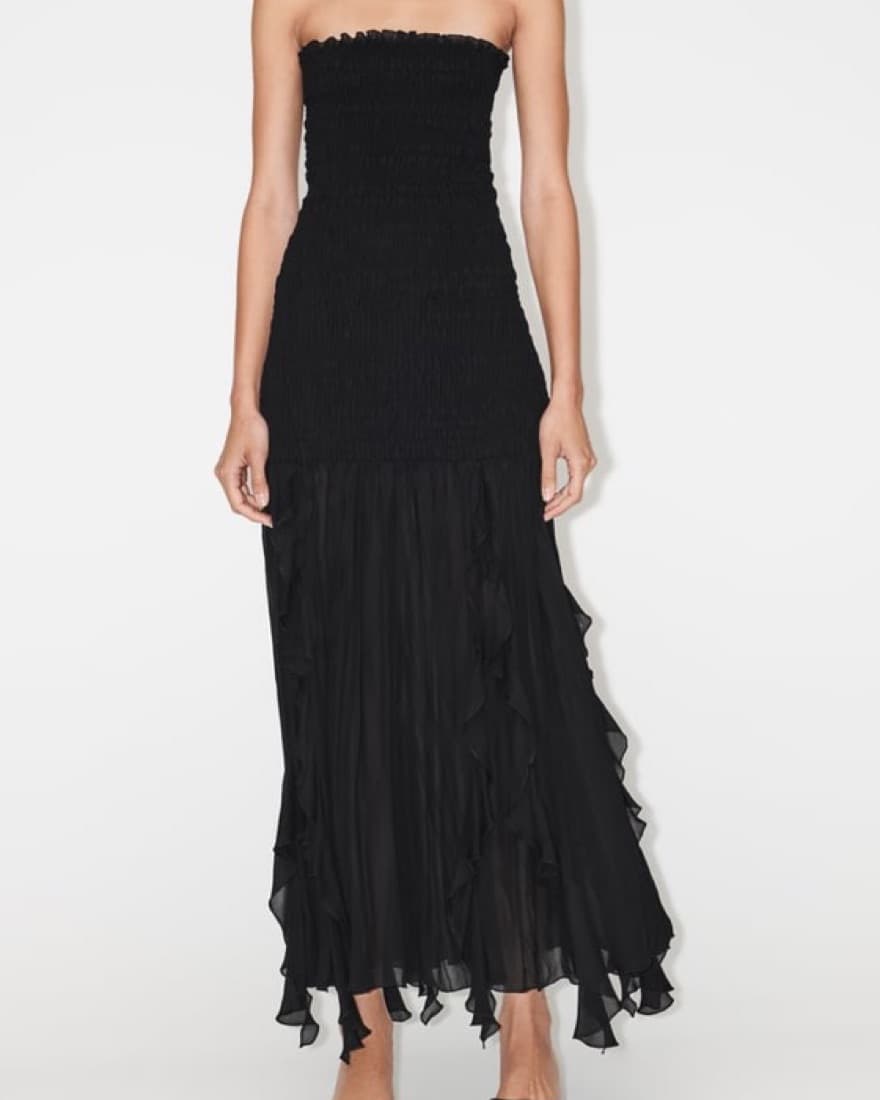 RUCHED STRAPLESS DRESS - Image 1