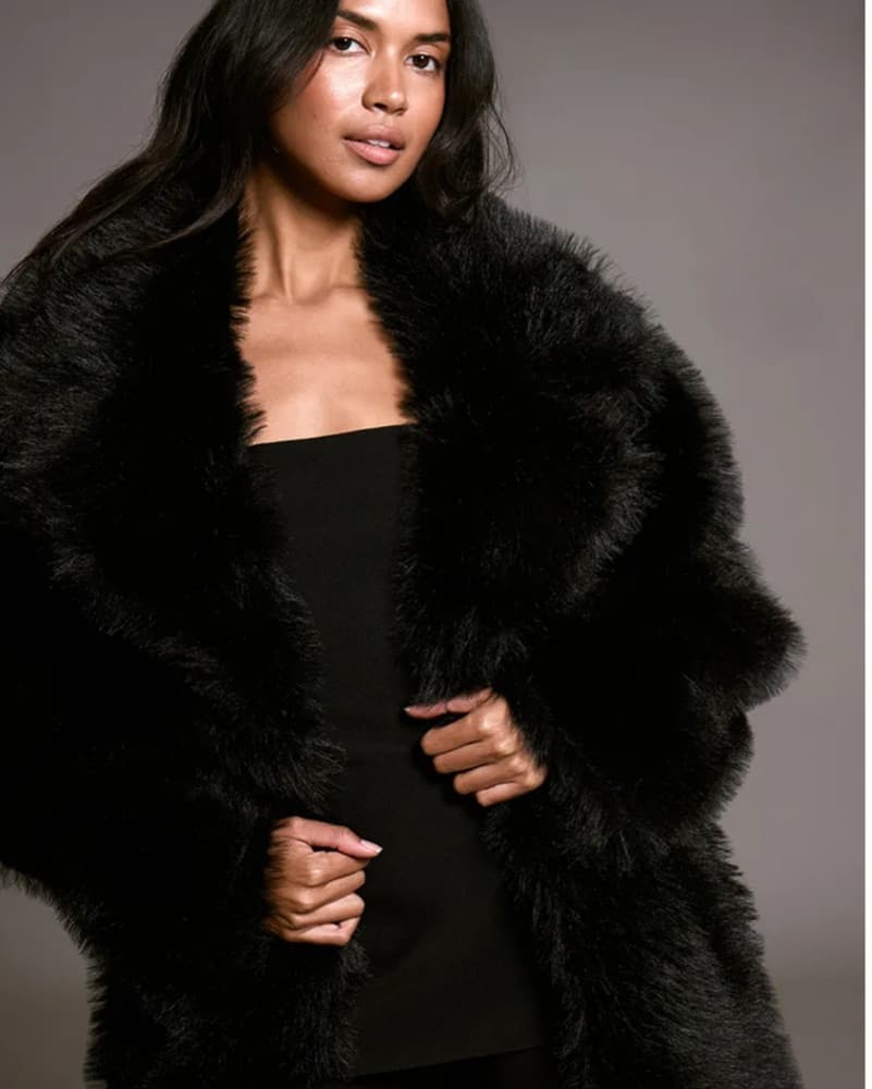 PLT Oversized Midi Faux Fur Coat - Image 4