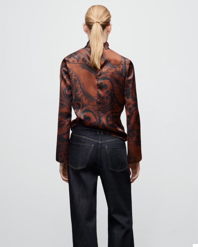 Mango Paisley Print Satin Blouse - Image 3