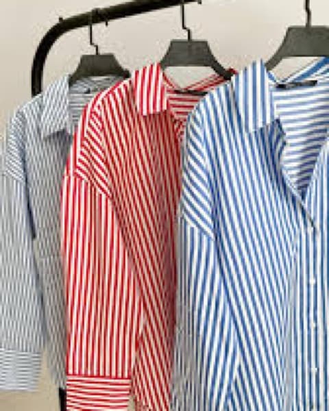 Zara Blue & White Striped Poplin Shirt.  - Image 4